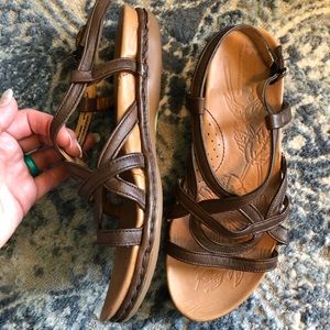 SOLD. Size 7 BORN “handcrafted footwear” brown sandals